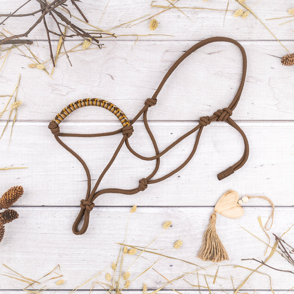 Knotenhalfter "Lead me" - Braun - Pony Knoten und Seil
